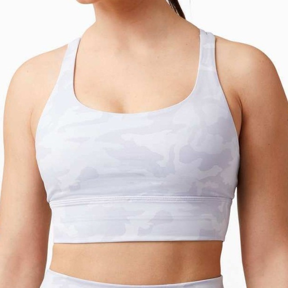 Lululemon Sports Bra Energy Bra Long Line White Gray Camo Size 8 Medium